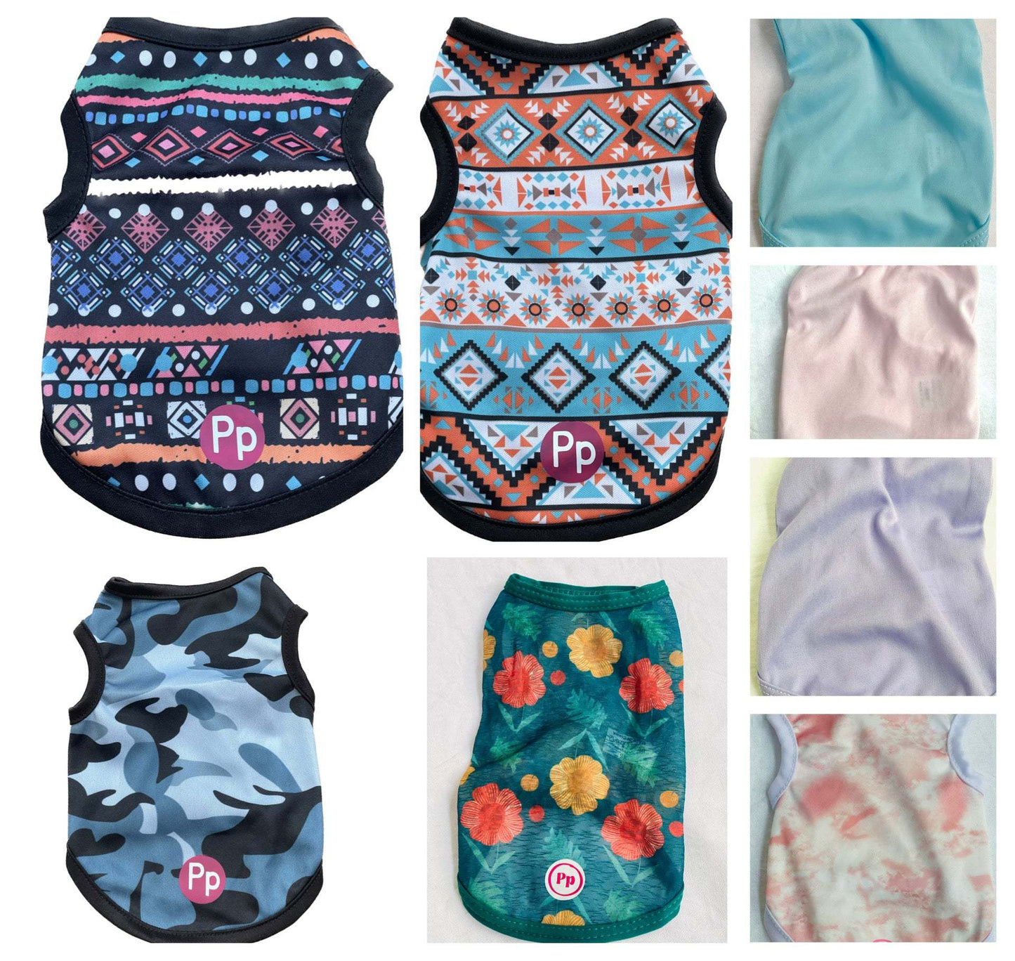 Colorful patterned Chihuahua puppy sun shirts made from lightweight breathable fabric for summer protection and comfort