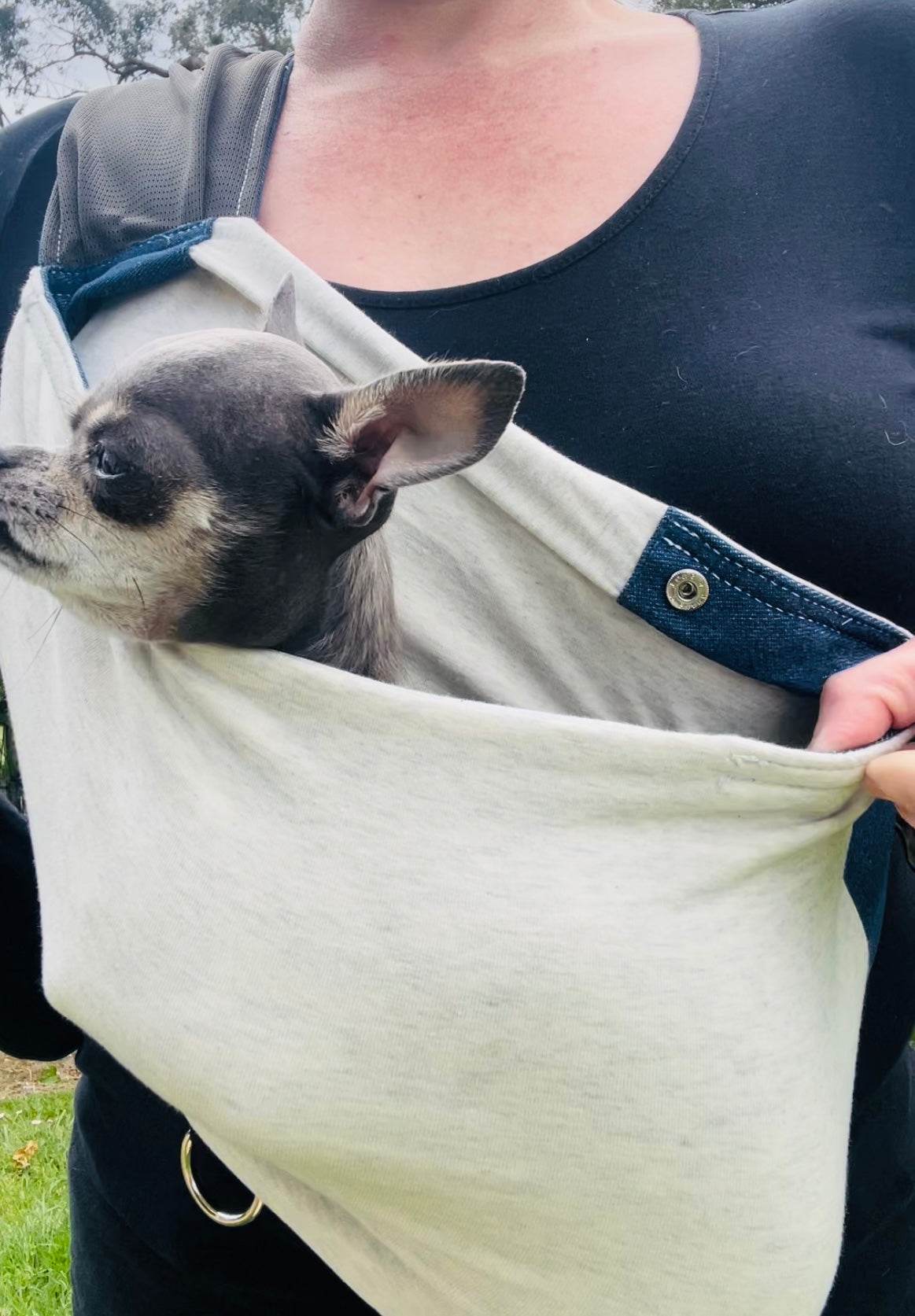 Chihuahua sling carrier Pet Sling Carrier Pocket Pooch- Ultimate Stylish Comfy Solution.
