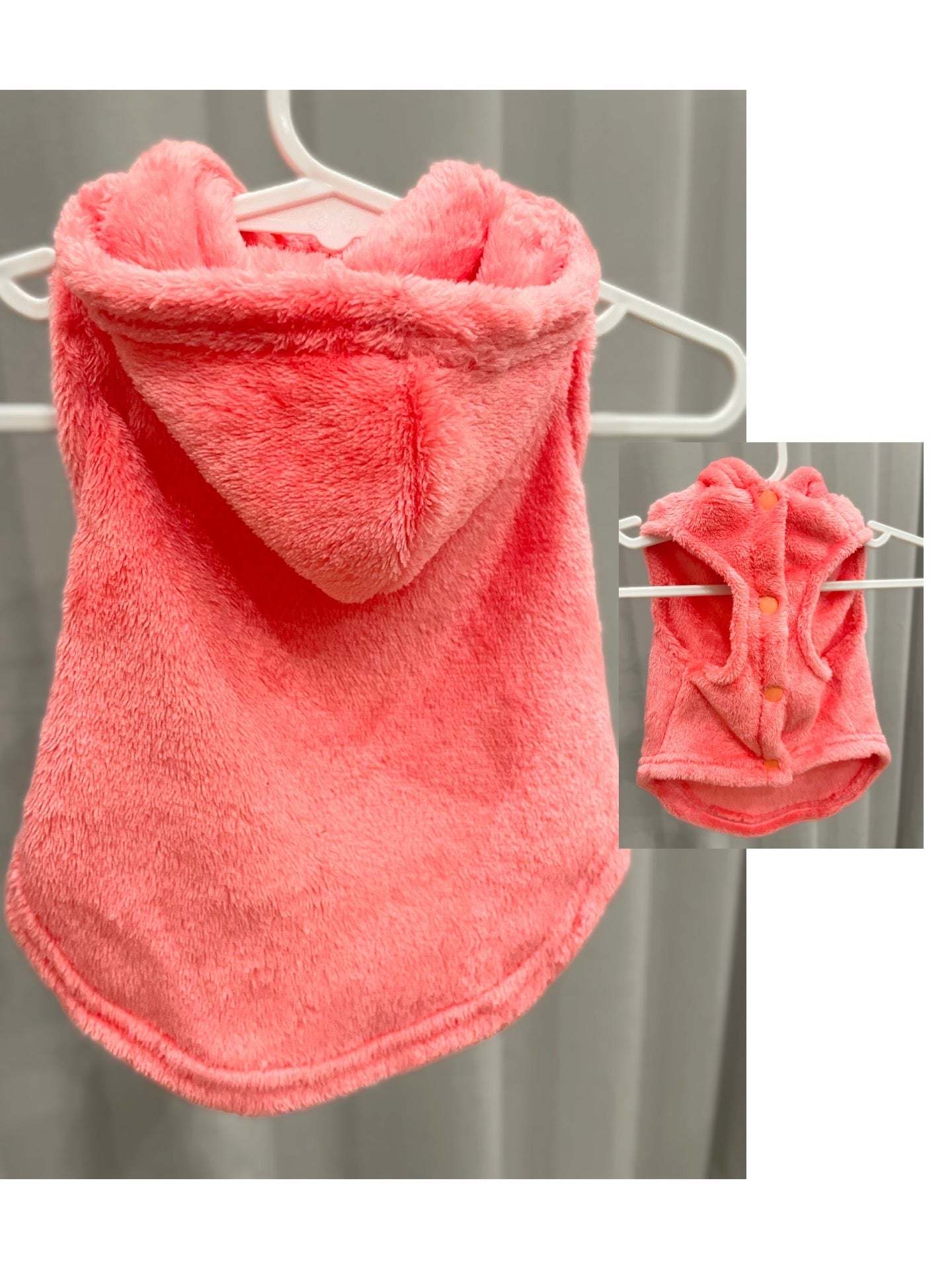 Soft pink small dog jacket with hood, lightweight and fluffy for warmth and comfort
