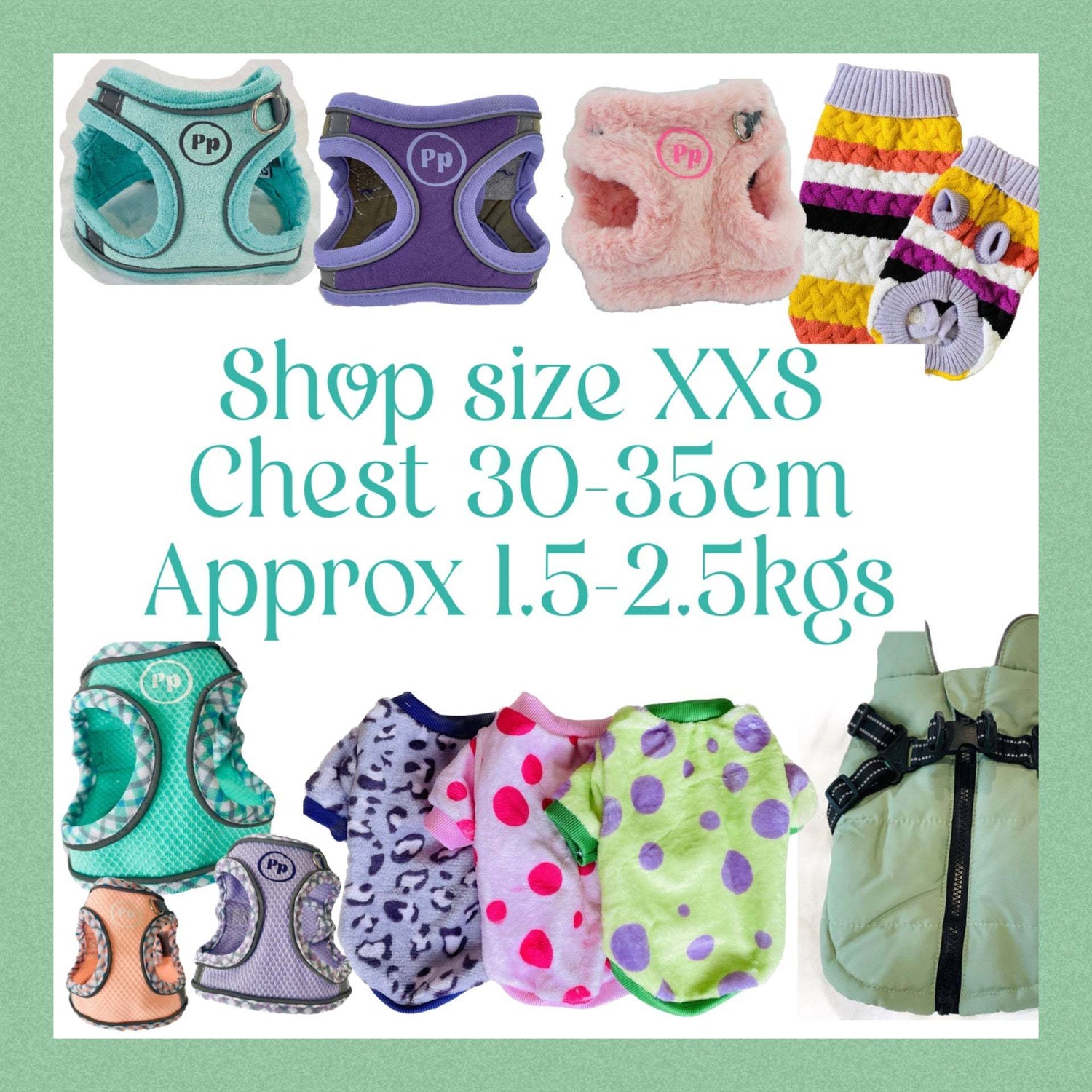 XXS: Petite Pooch: Chest 30-35cm, Approx 1.5-2.5kgs