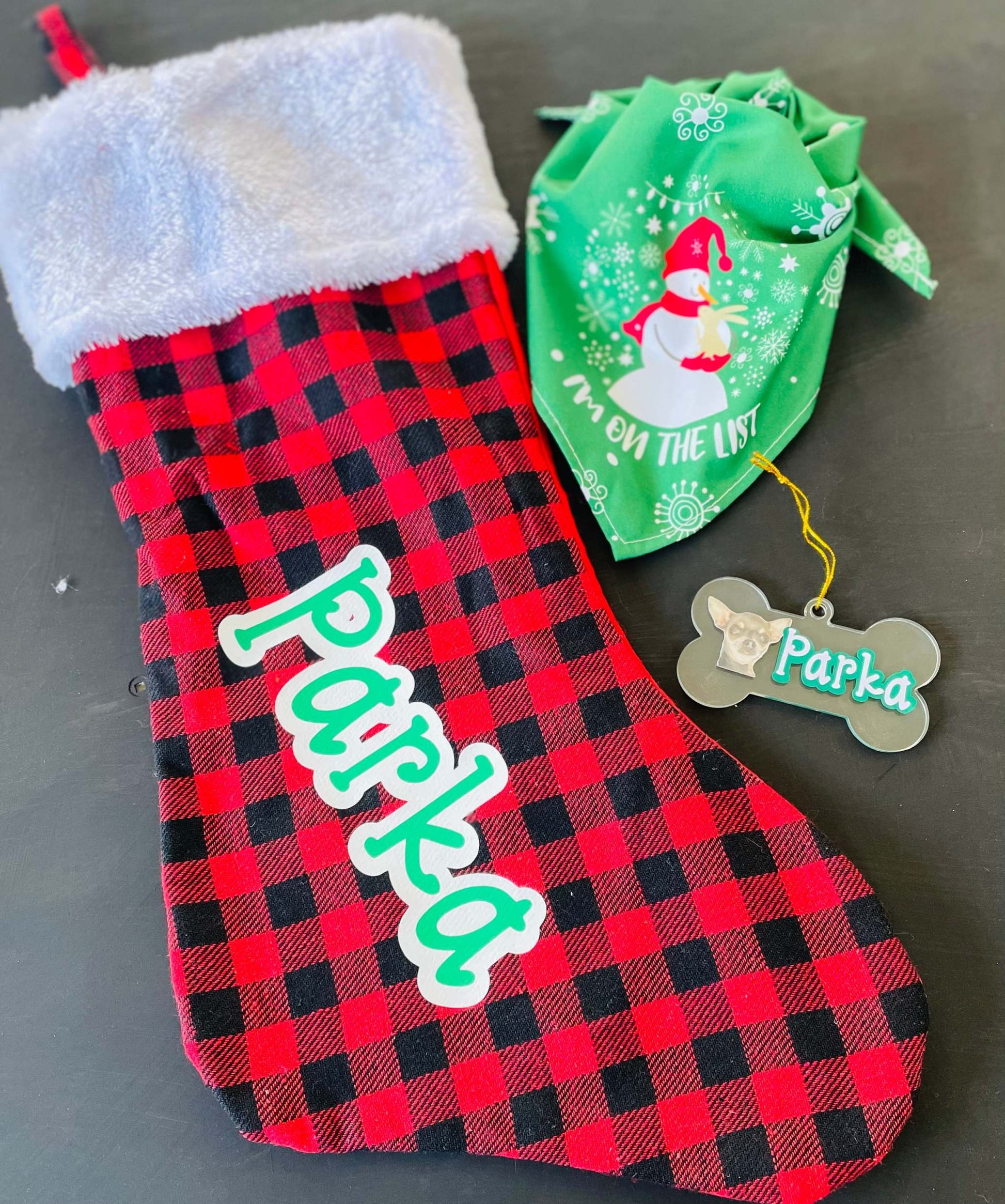 Custom Christmas Dog Stocking Set