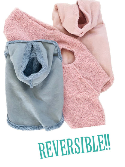 Reversible faux sheep skin dog coat