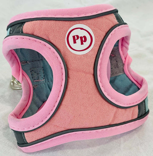 Pink Chihuahua harness with soft fabric and secure fastenings for tiny puppies