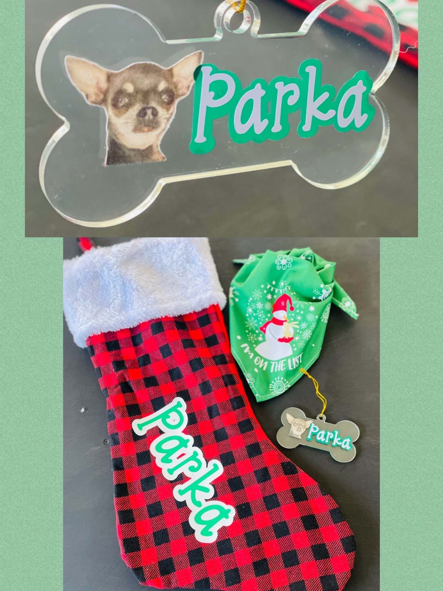 Custom Christmas Dog Stocking Set